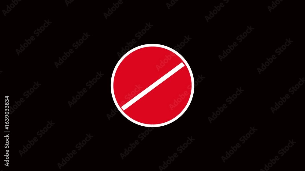 Poster animated red circle with white slash prohibition symbol in clean minimalist design. modern digital a