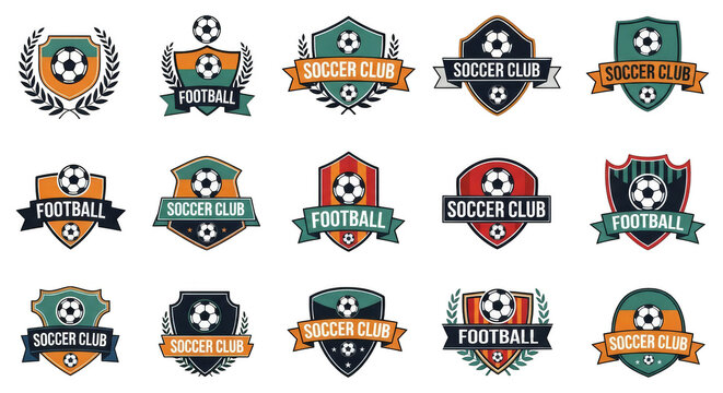 Soccer emblems in neat rows
