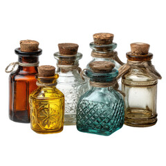 Decorative glass bottles arranged in a group