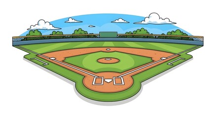 Cartoon Baseball Field Illustration