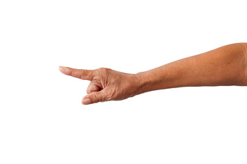 Old woman's hands in various forms on a white background