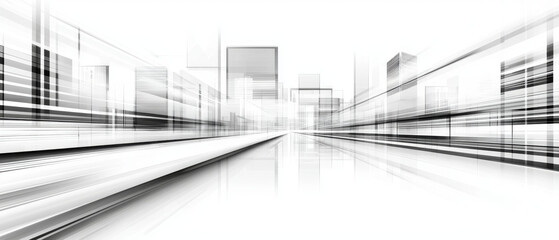 Obraz premium Abstract grayscale cityscape: futuristic architectural perspective, city street view
