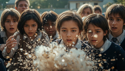 Students, in preparation for school, do laboratory work in chemistry.