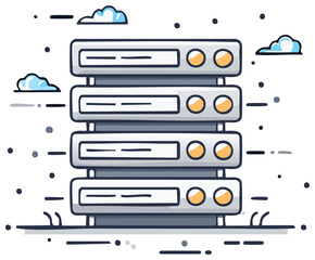 Data servers stack and network cloud service storage vector illustration design