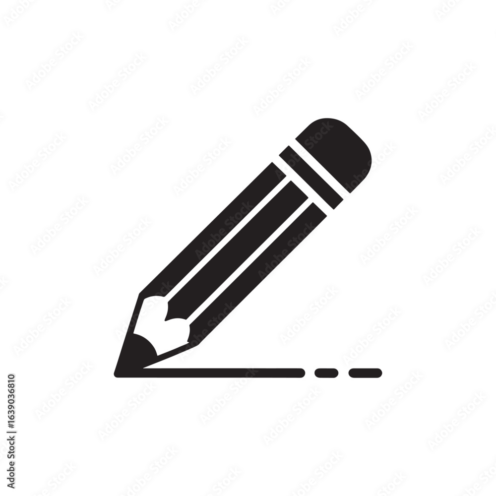 Poster pencil icon representing writing editing or drawing in a minimalist style for websites and graphic d