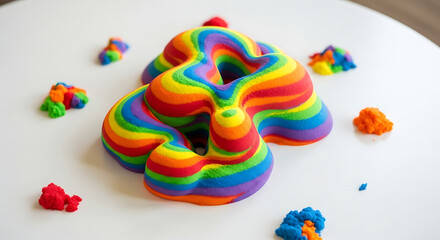 Abstract Rainbow Sculpture Made from Kinetic Sand