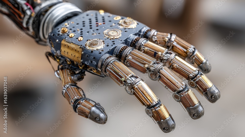 Poster precision engineered robotic manipulator showcasing advanced mechanical articulation and complex int