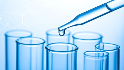 Close-up of a Droplet Falling into a Test Tube in a Laboratory Setting