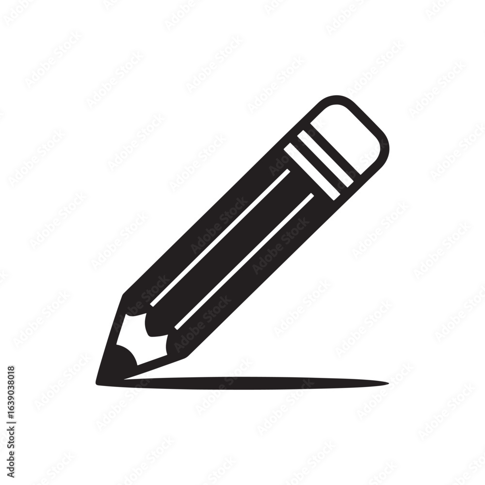 Poster minimalist illustration of a pencil with eraser tool representing writing editing and creative proje