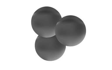 black and white heart shape.Matte black spheres arranged in a minimalist composition on a white surface