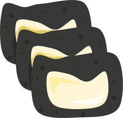 Black sticky rice cake with melted cheese