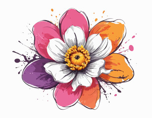 Beautiful Multi color Flower vector with white background 