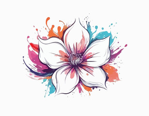Beautiful Multi color Flower vector with white background 