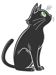 Obraz premium Black Cat with Green Eyes Vector Illustration