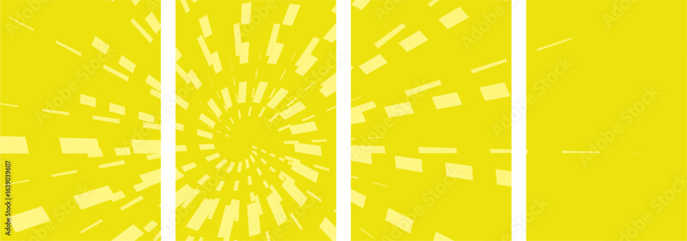 Poster a collection of technology-themed abstract vector backgrounds with a geometric pattern of yellow lin