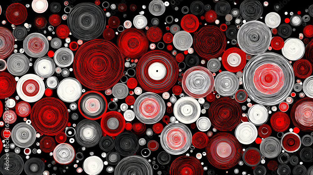 Poster abstract red and grey circles: a visually captivating abstract composition of overlapping circles in