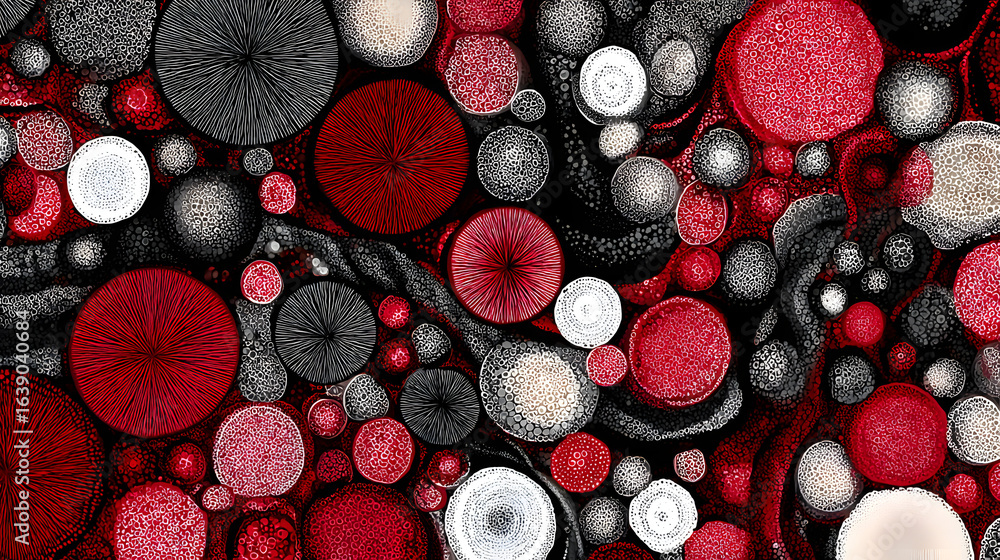 Poster abstract circle composition: an abstract, high-angle view showcases a complex pattern of overlapping