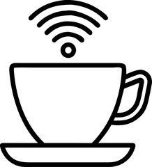 Stylized coffee cup with a prominent wi fi signal emanating from it perfect for tech savvy cafes