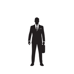 Business people silhouettes, group of standing business men and women
