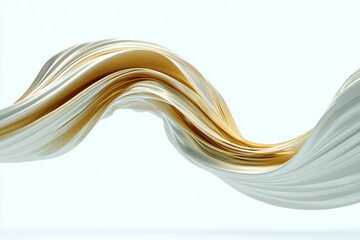 abstract design featuring smooth, flowing lines with a gradient of colors, primarily turquoise and gold