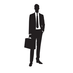 Business people silhouettes, group of standing business men and women
