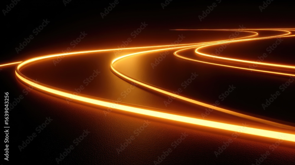 Poster abstract glowing orange lines on a dark background creating a sense of movement and dynamic energy i