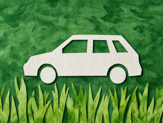 Net-zero emissions goal, sustainable transportation and green energy integration, watercolor style