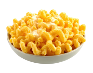 Heaping bowl of creamy macaroni and cheese with twisted cavatappi pasta.