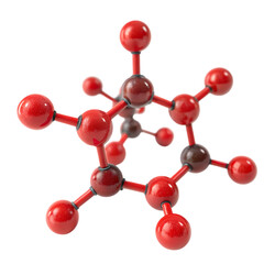 3D Render of a Complex Molecular Structure with Red and Dark Red Atoms