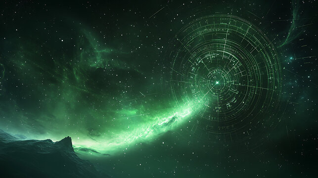 Green nebula and interstellar space