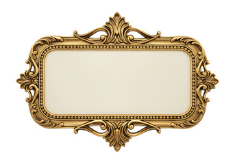 Ornate golden baroque frame isolated on transparent background