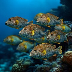 Obraz premium Stunning School of Fish in Perfect Formation A Breathtaking Underwater Scene of Oceanic Harmony