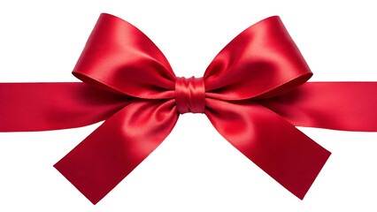 Elegant Red Satin Ribbon Bow Isolated on White Background