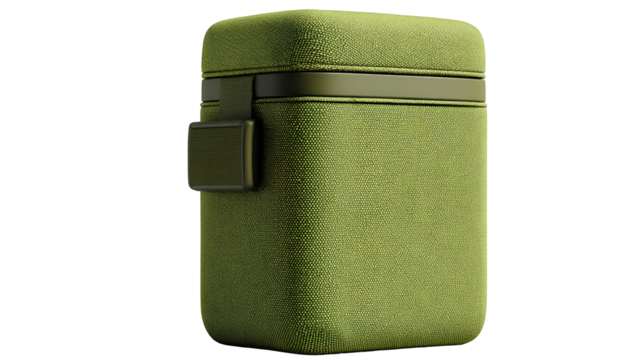 Olive Green Fabric Camera Lens Case with Dark Olive Green Accents.