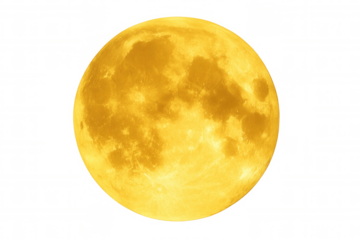Glowing full moon revealing detailed lunar surface, craters visible against transparent backdrop, ideal for graphic design compositions