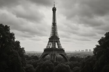 The Timeless Eiffel Tower Amidst a Cloudy Skyline