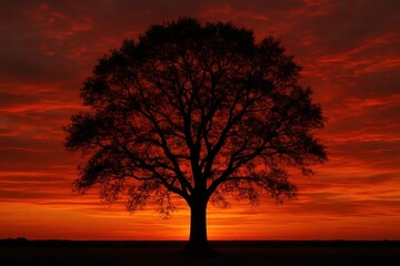 A Lone Tree Against a Sunset Sky