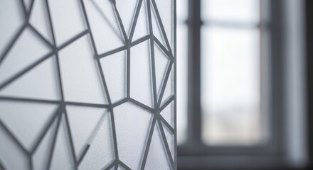 Abstract Modern Geometric Translucent Partition with Textured Frosted Surface