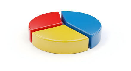 Fototapeta premium Three-Slice Pie Chart with Distinct Colors for Data Visualization