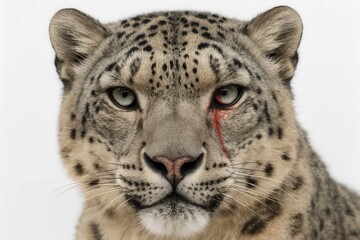 A moment of serene intensity captured in the eyes of a snow leopard, its piercing gaze reflecting the wild beauty and resilience of nature