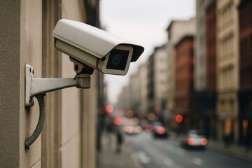 A silent sentinel watches over the city streets, its lens capturing the everyday rhythm of urban life