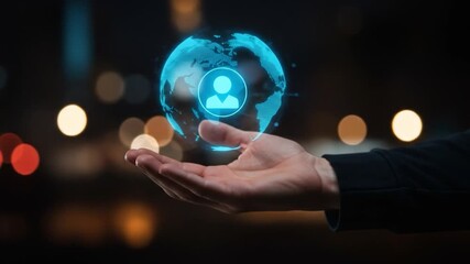 Digital globe in hand concept global network technology artificial intelligence innovation information - Powered by Adobe