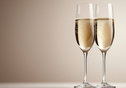 Continuous line illustration of chic champagne and wine glasses.