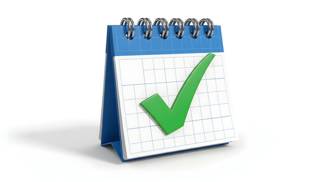  Calendar Page with Green Checkmark Denoting Completed Task or Approved Date