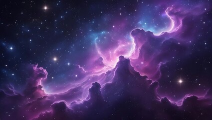 Vibrant Cosmic Nebula Clouds Adorned with Distant Stars