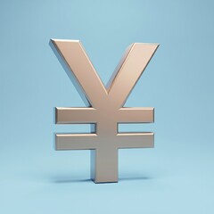 Obraz premium Elegant rose gold Japanese Yen symbol in 3D, a modern digital render representing Japan's economy, finance, and global currency exchange markets