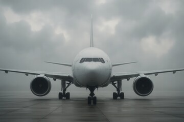 A solitary airplane stands ready on the tarmac, its engines humming in anticipation of the journey ahead