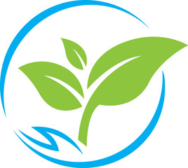 Eco Green Leaf Circle Logo Icon Vector Template Design