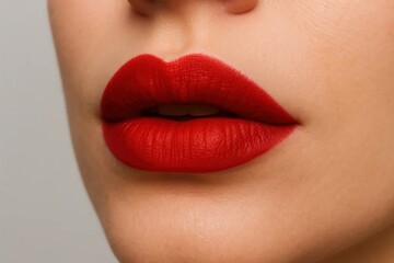 Naklejka premium A Close-Up of a Woman's Lip with Rich, Vibrant Lipstick