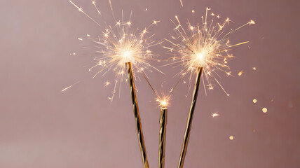 Sparkling Birthday Sparklers on Soft Pink Background